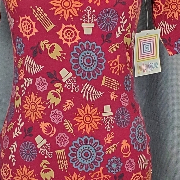 NWT Lularoe Julia, maroon dress with multicolored floral design, size XS - Picture 3 of 6